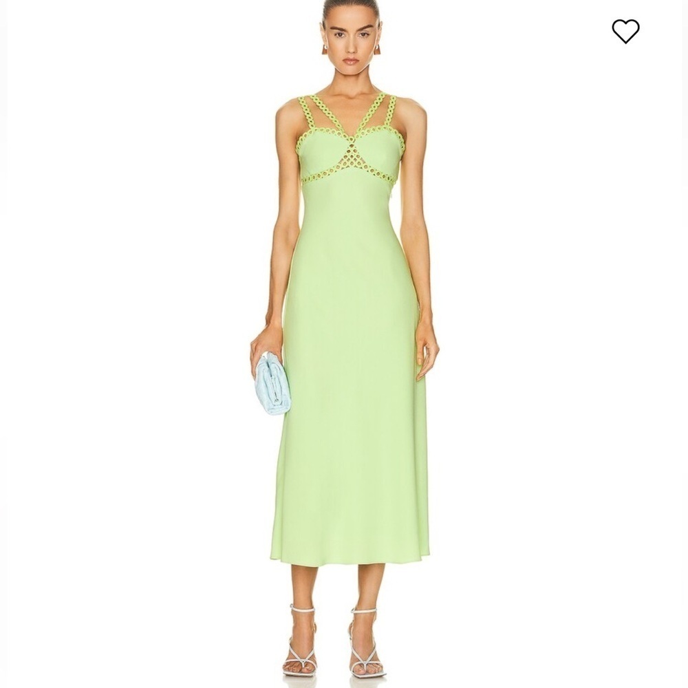Jonathan Simkhai Sevilla Crochet Midi Dress Light Green crepe $795 Revolve 12